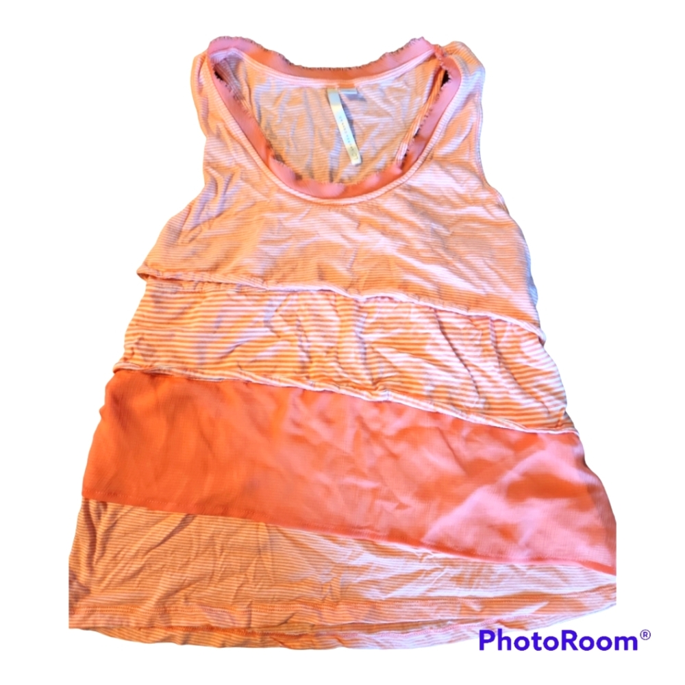 Lauren Conrad Peach Racerback Layered Size Large Casual Top